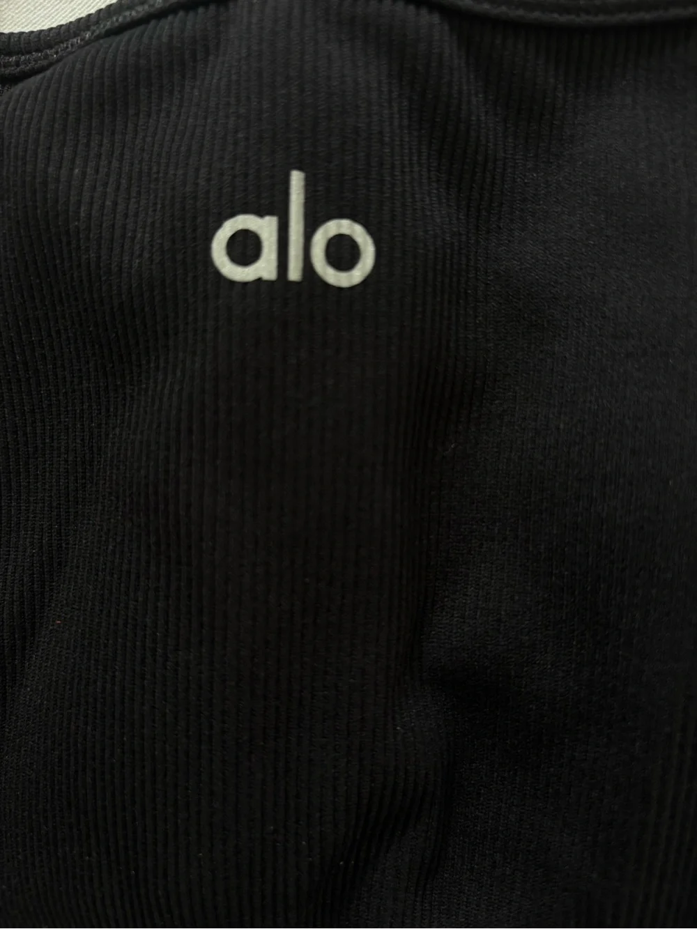 ALO Yoga Black Ribbed Crop Tank with Crossback Straps